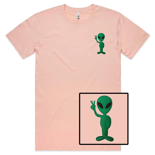 Alien Sticker T-Shirt besticktes T-Shirt