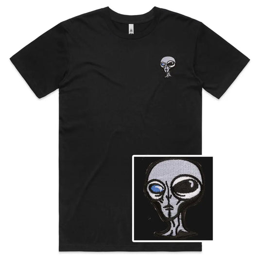 Alien Head Embroidered T-Shirt - Tshirtpark.com