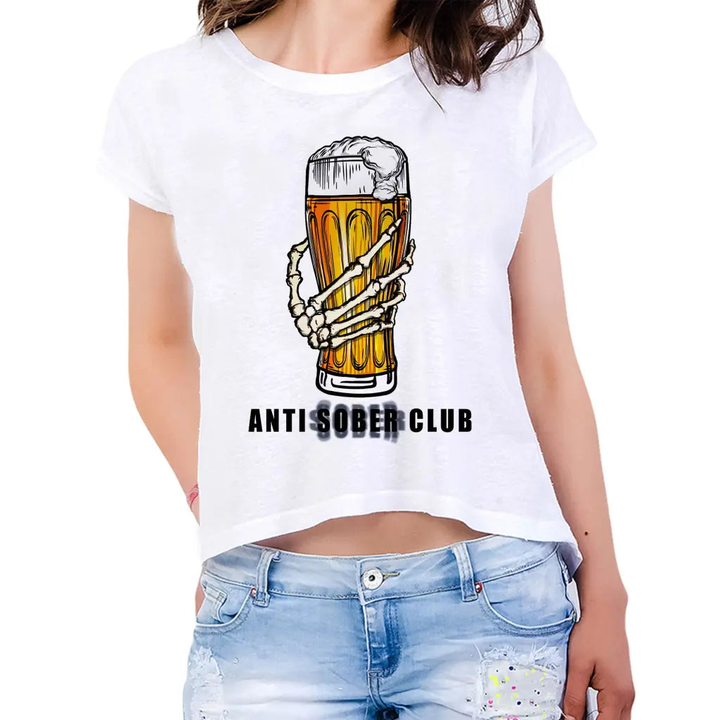 Anti Sober Club Womens Crop Tee - Tshirtpark.com