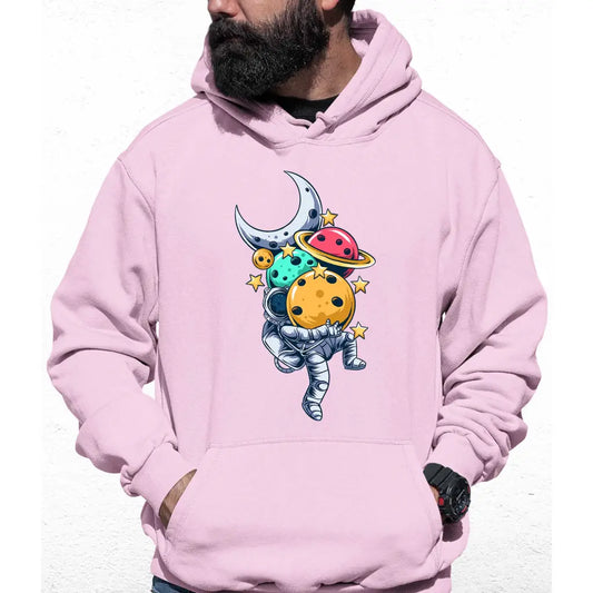 Astronaut Carrying Planets Colour Hoodie - Tshirtpark.com