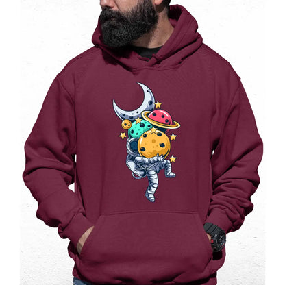 Astronaut Carrying Planets Colour Hoodie - Tshirtpark.com