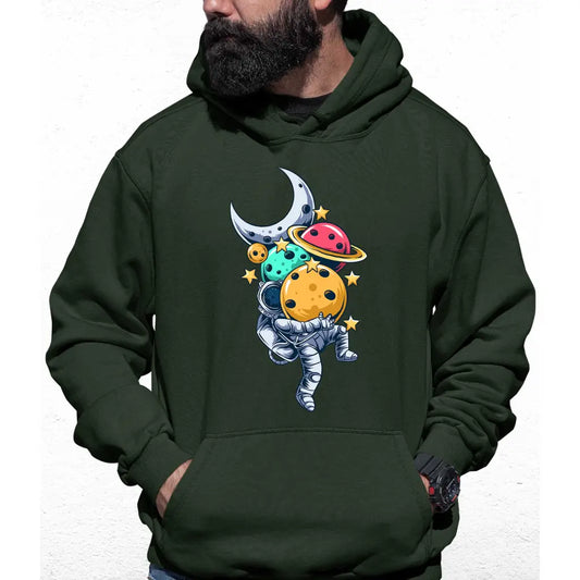 Astronaut Carrying Planets Colour Hoodie - Tshirtpark.com