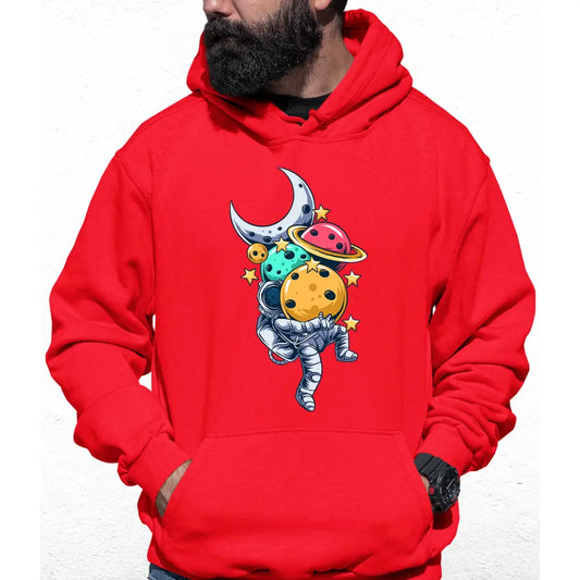 Astronaut Carrying Planets Colour Hoodie - Tshirtpark.com