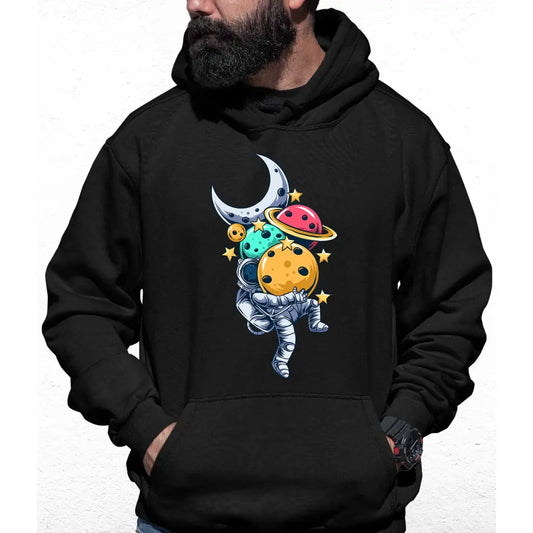 Astronaut Carrying Planets Colour Hoodie - Tshirtpark.com