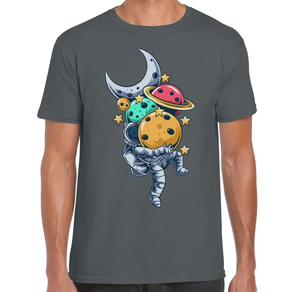 Astronaut Carrying Planets T-Shirt - Tshirtpark.com