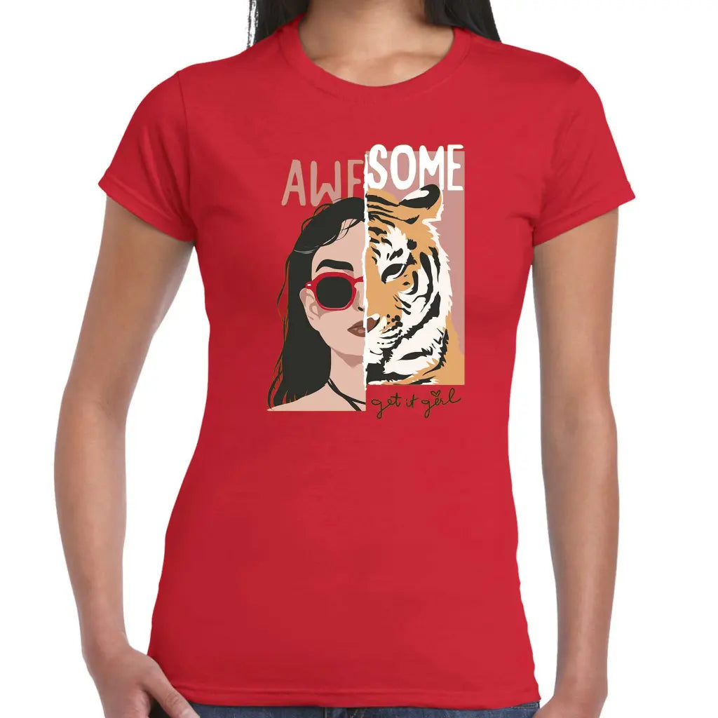 AweSome Tiger Girl Ladies T-shirt - Tshirtpark.com
