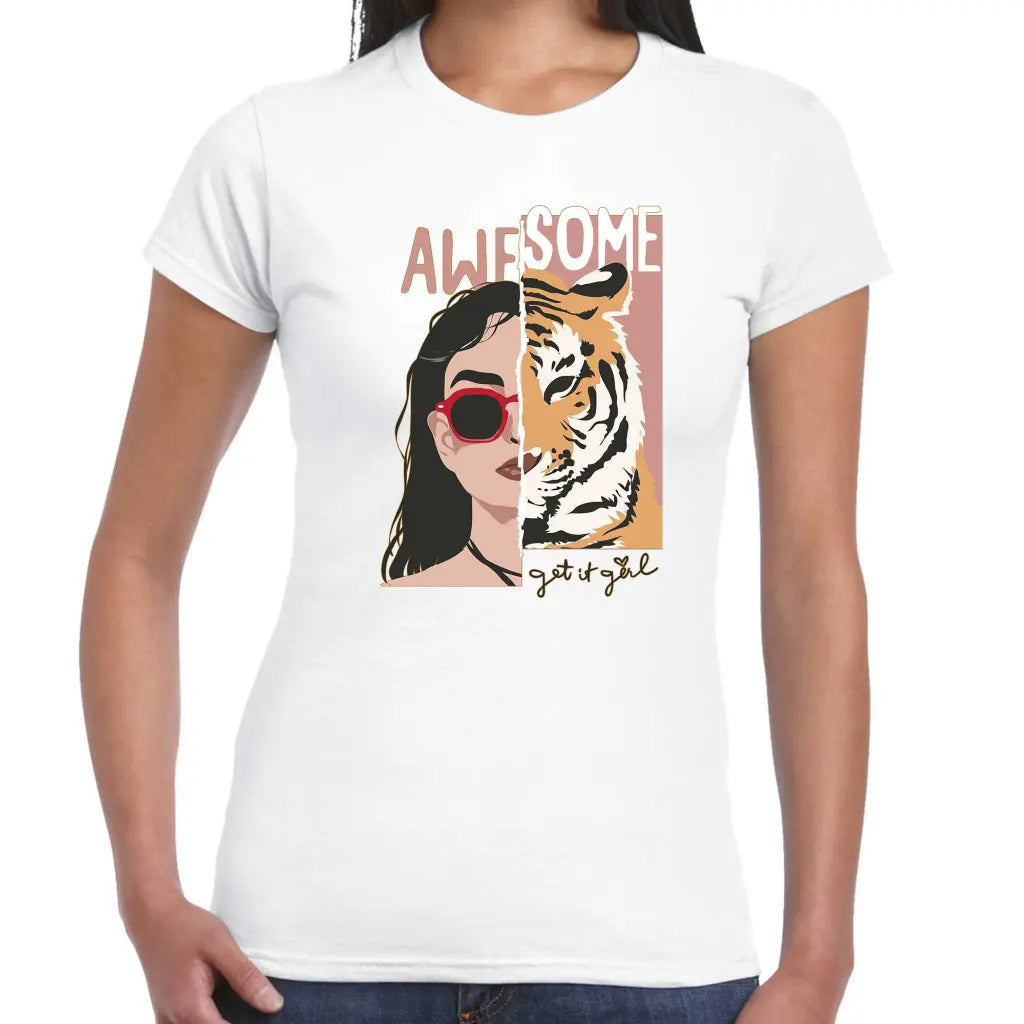 AweSome Tiger Girl Ladies T-shirt - Tshirtpark.com