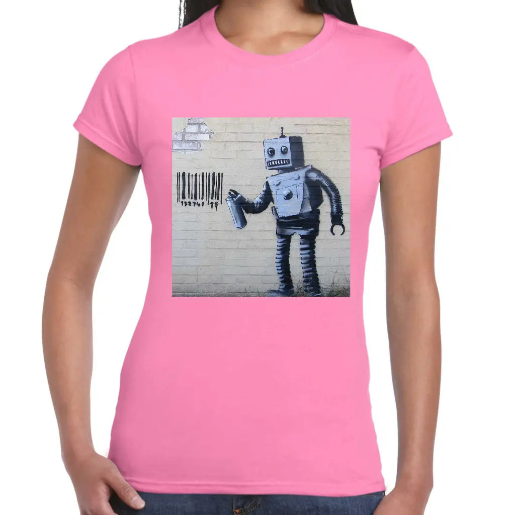 Barcode Robot Ladies Banksy T-Shirt - Tshirtpark.com