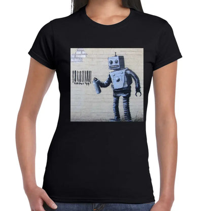 Barcode Robot Ladies Banksy T-Shirt - Tshirtpark.com