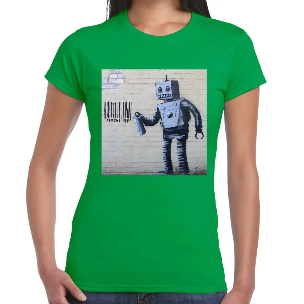 Barcode Robot Ladies Banksy T-Shirt - Tshirtpark.com