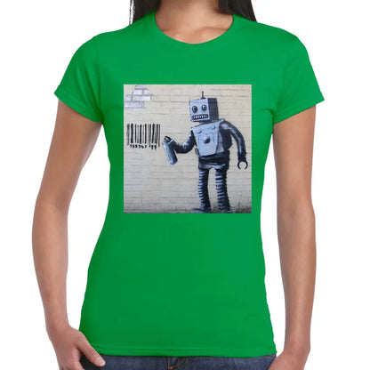 Barcode Robot Ladies Banksy T-Shirt - Tshirtpark.com