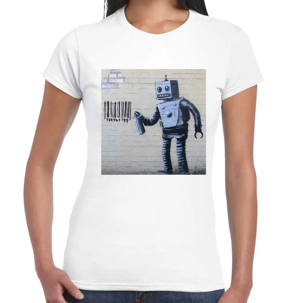 Barcode Robot Ladies Banksy T-Shirt - Tshirtpark.com