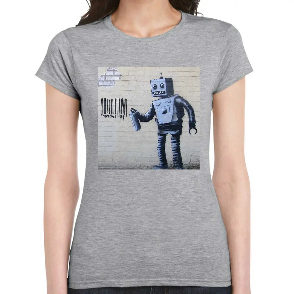 Barcode Robot Ladies Banksy T-Shirt - Tshirtpark.com