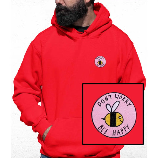 Bee Happy Embroidered Colour Hoodie - Tshirtpark.com