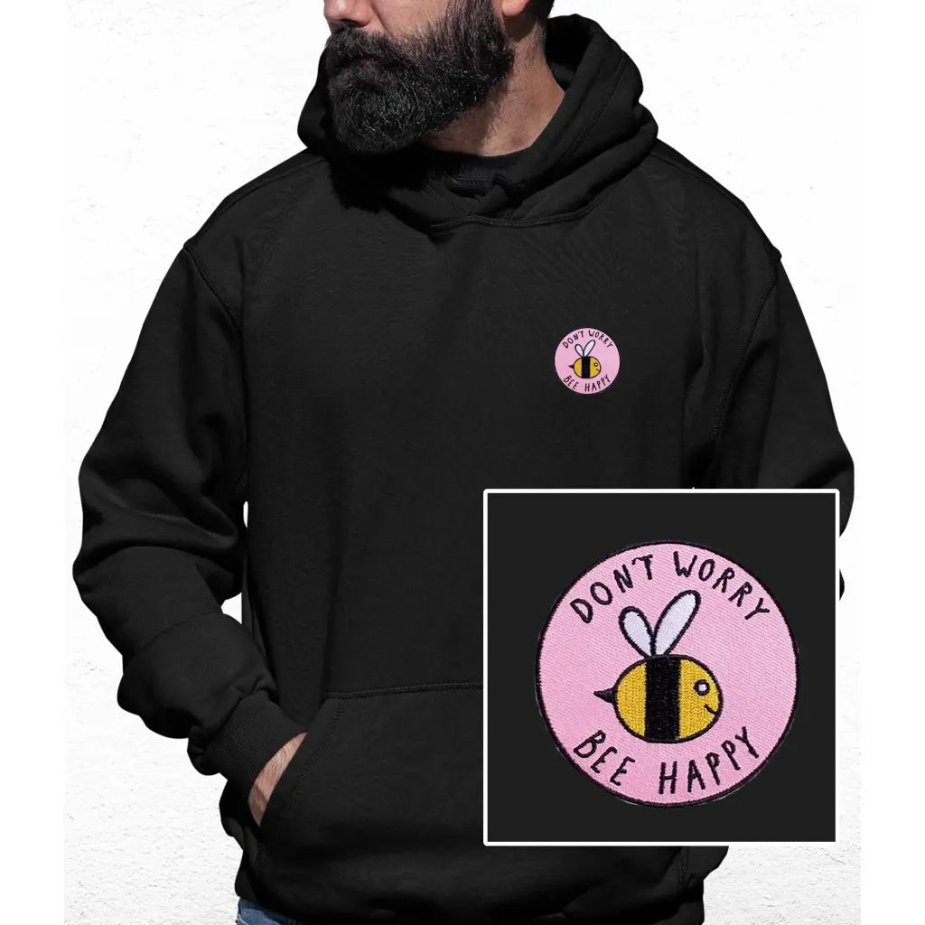 Bee Happy Embroidered Colour Hoodie - Tshirtpark.com
