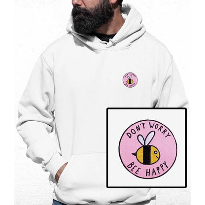 Bee Happy Embroidered Colour Hoodie - Tshirtpark.com