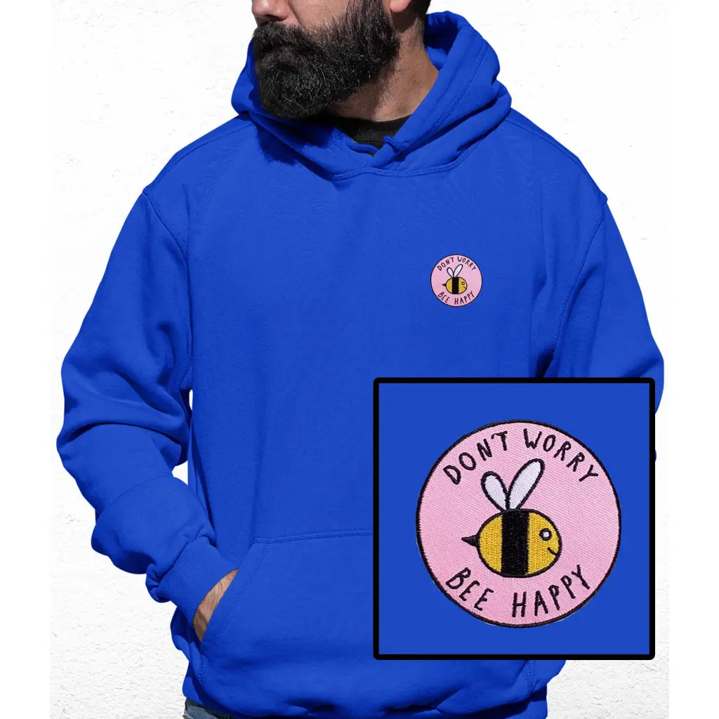 Bee Happy Embroidered Colour Hoodie - Tshirtpark.com