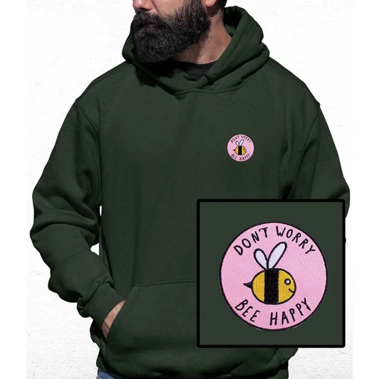 Bee Happy Embroidered Colour Hoodie - Tshirtpark.com