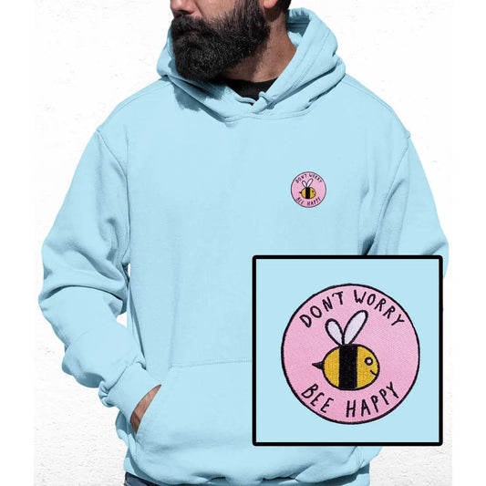 Bee Happy Embroidered Colour Hoodie - Tshirtpark.com