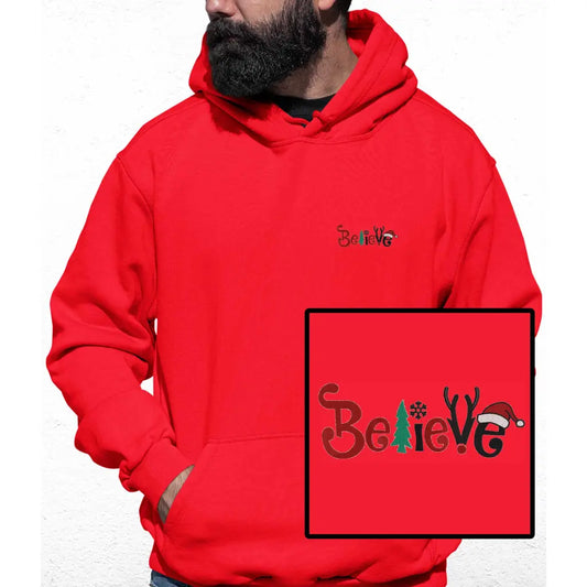 Believe Christmas Embroidered Colour Hoodie - Tshirtpark.com