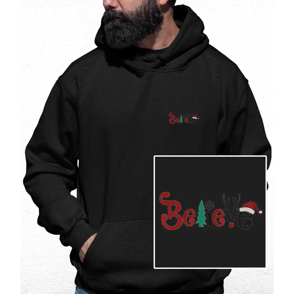 Believe Christmas Embroidered Colour Hoodie - Tshirtpark.com