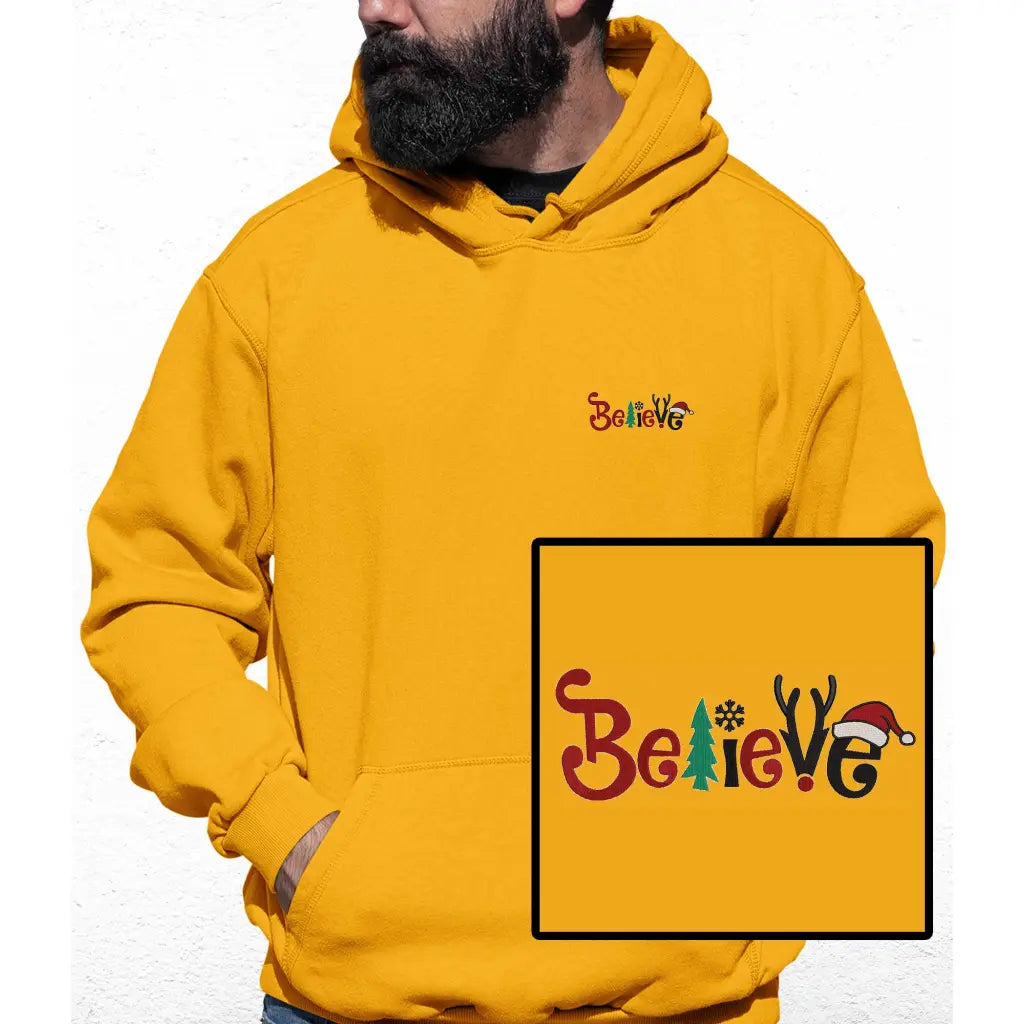 Believe Christmas Embroidered Colour Hoodie - Tshirtpark.com