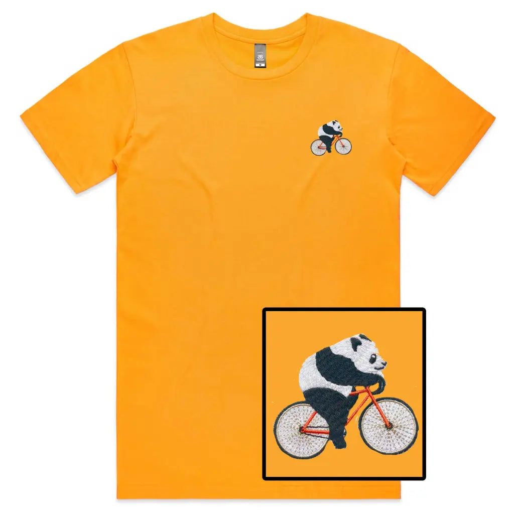 Biker Panda Embroidered T-Shirt - Tshirtpark.com