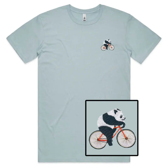 Biker Panda Embroidered T-Shirt - Tshirtpark.com