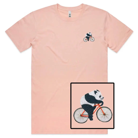 Biker Panda Embroidered T-Shirt - Tshirtpark.com