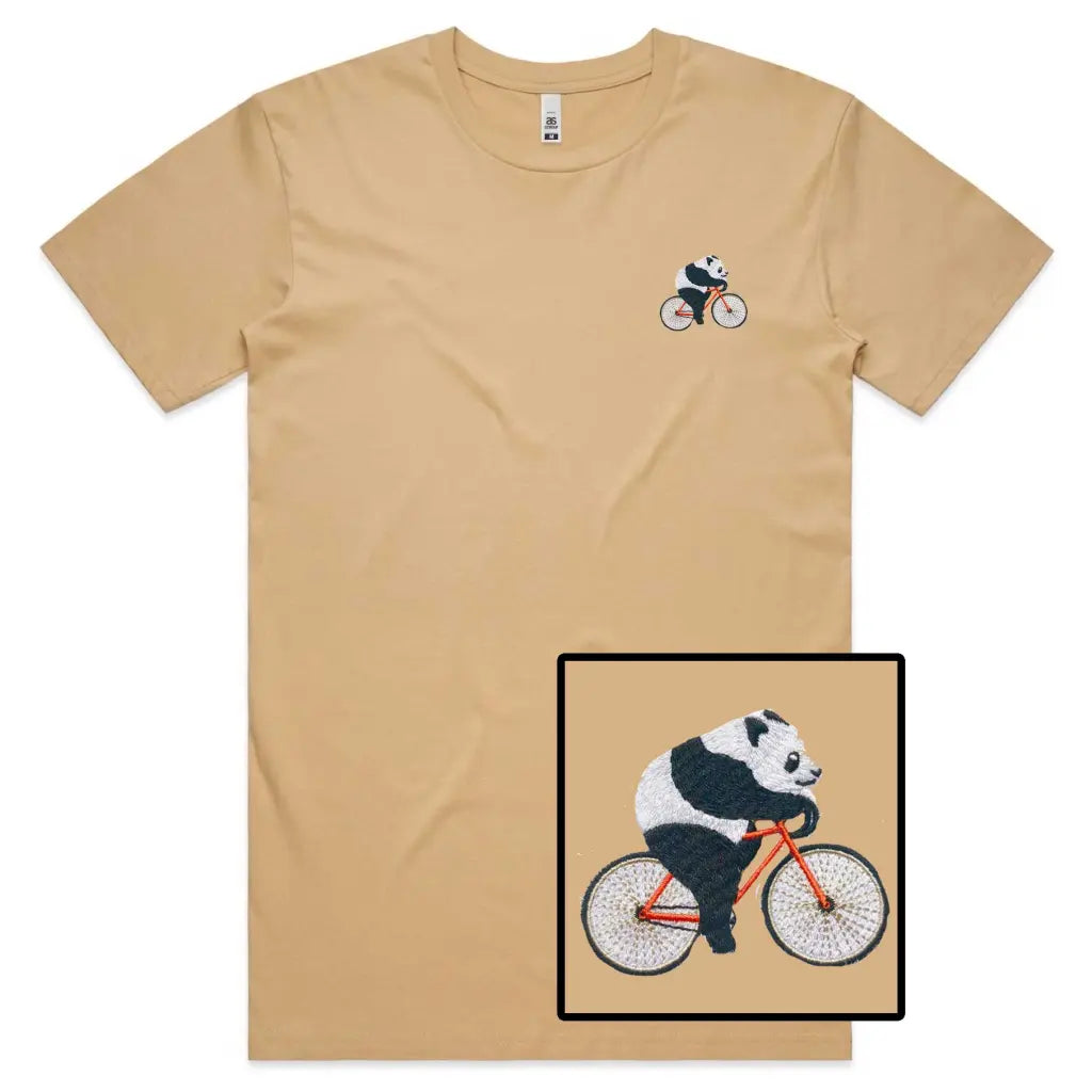 Biker Panda Embroidered T-Shirt - Tshirtpark.com