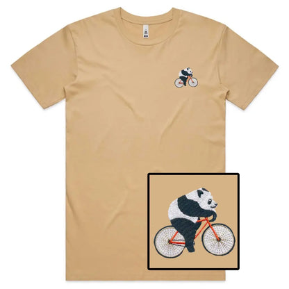 Biker Panda Embroidered T-Shirt - Tshirtpark.com