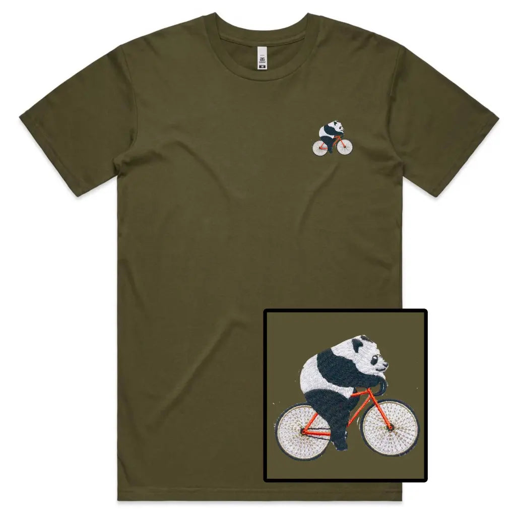 Biker Panda Embroidered T-Shirt - Tshirtpark.com