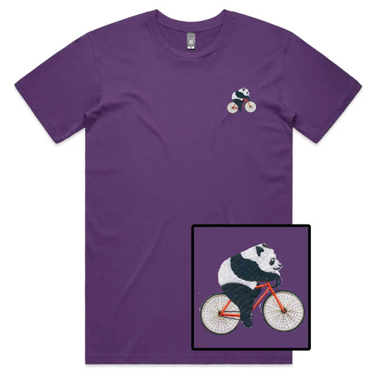 Biker Panda Embroidered T-Shirt - Tshirtpark.com