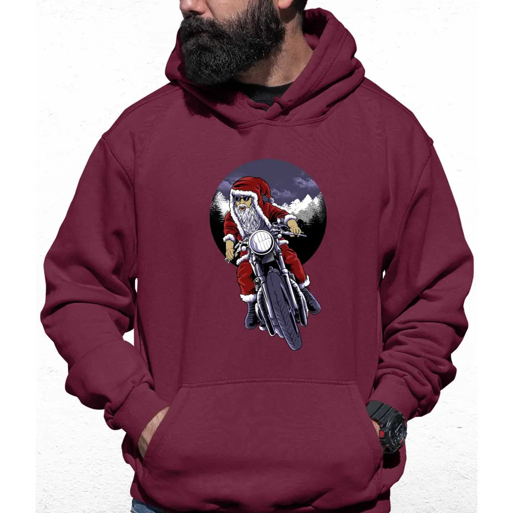 Biker Santa Colour Hoodie - Tshirtpark.com