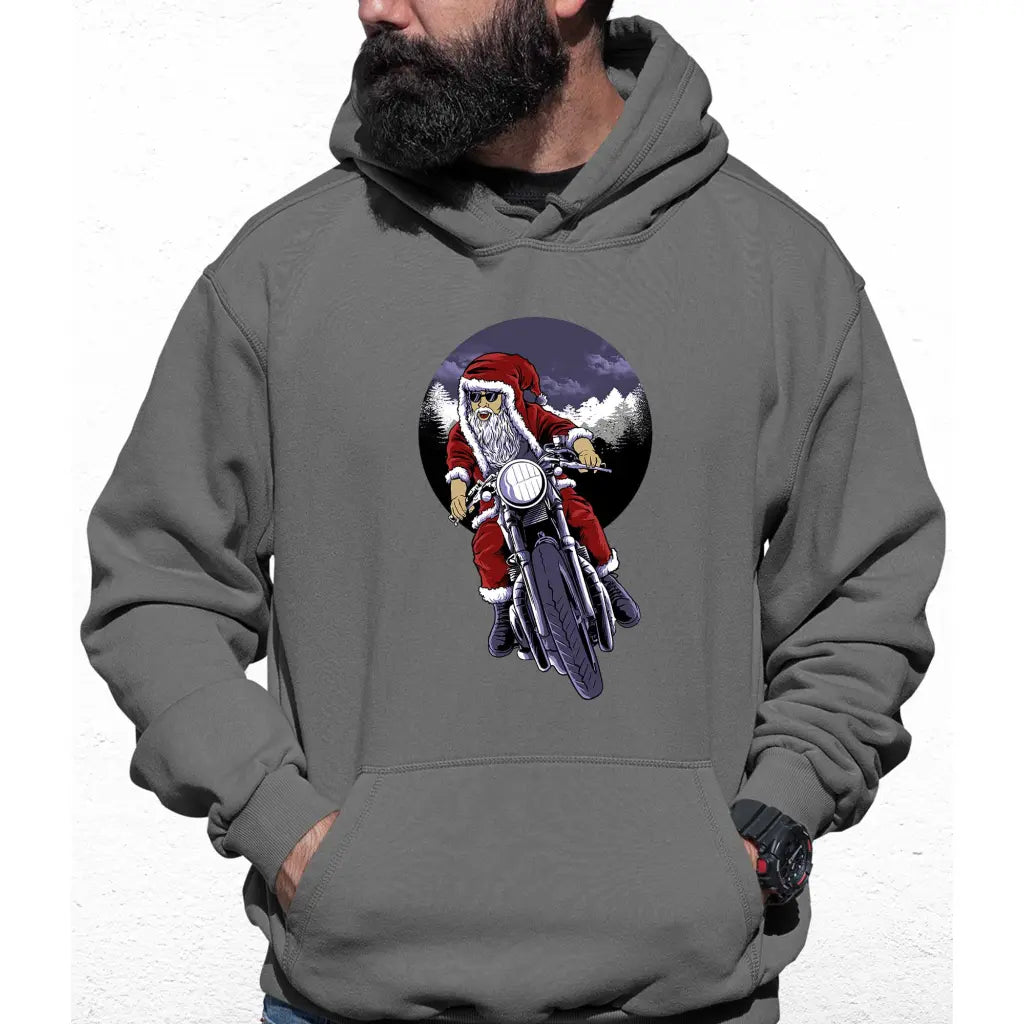 Biker Santa Colour Hoodie - Tshirtpark.com