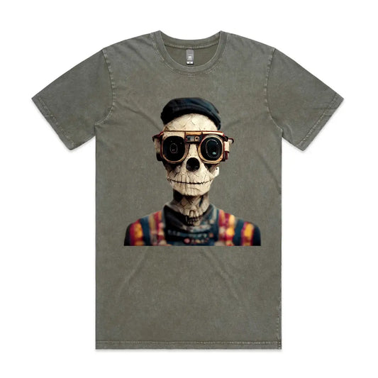 Binocular Skull Stone Wash T-Shirt - Tshirtpark.com