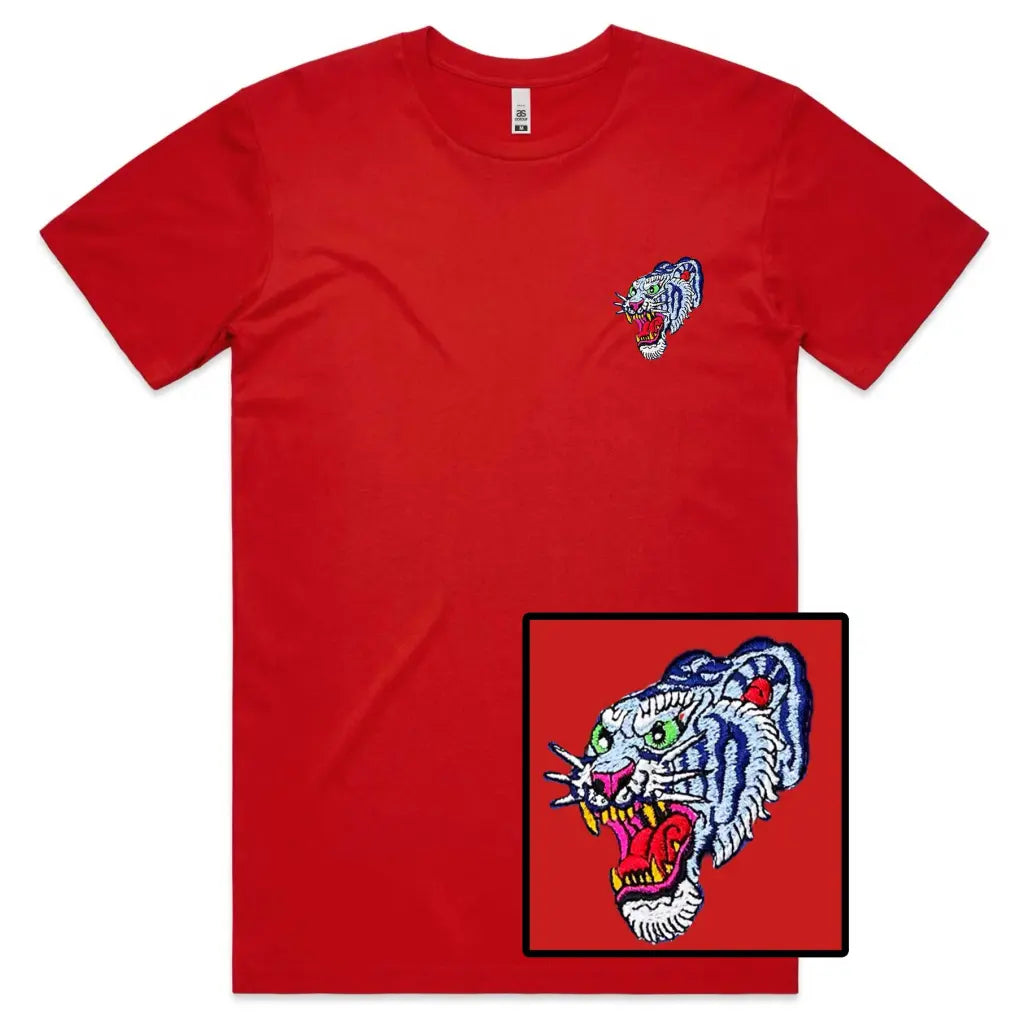 Blue Tiger Embroidered T-Shirt - Tshirtpark.com