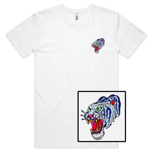 Blue Tiger Embroidered T-Shirt - Tshirtpark.com