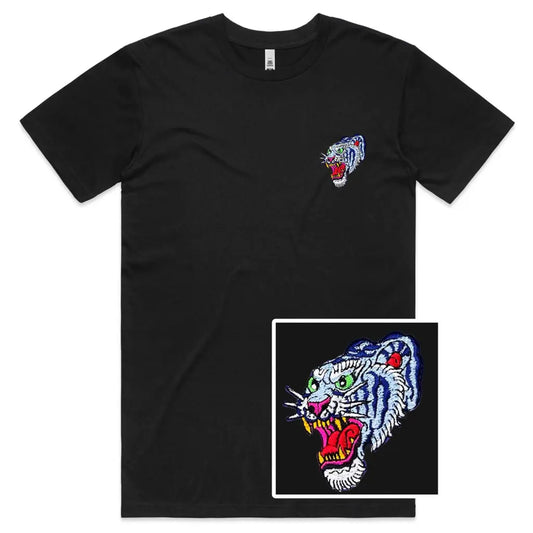 Blue Tiger Embroidered T-Shirt - Tshirtpark.com