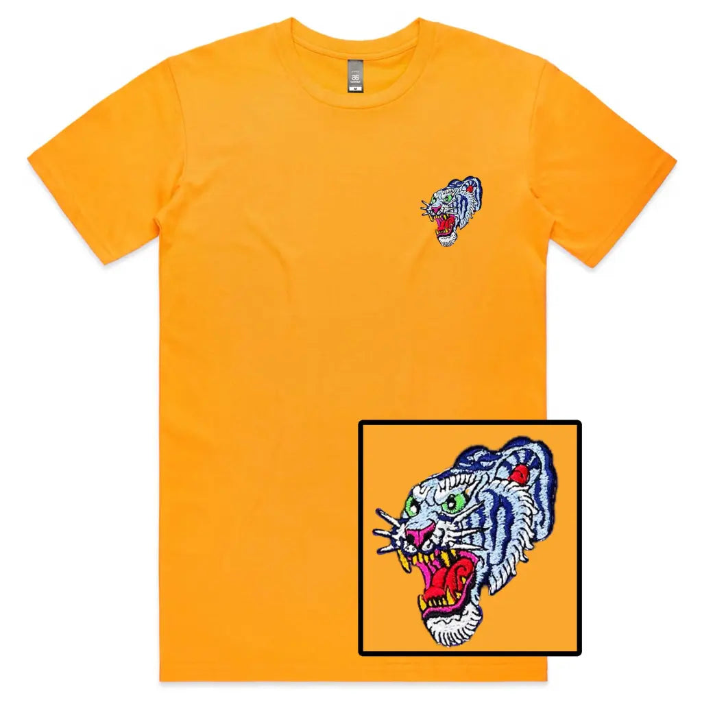 Blue Tiger Embroidered T-Shirt - Tshirtpark.com