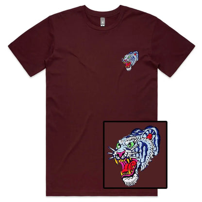 Blue Tiger Embroidered T-Shirt - Tshirtpark.com