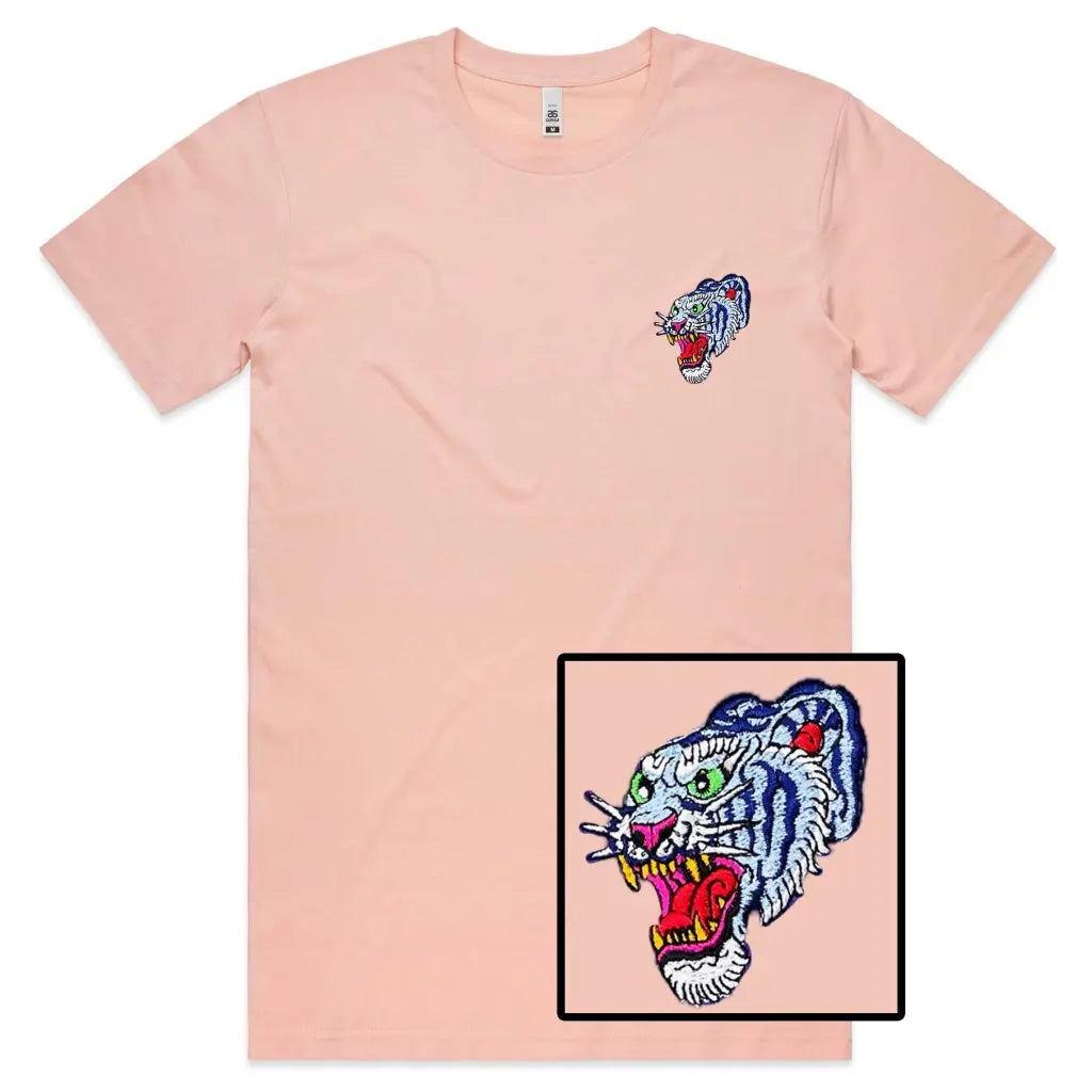 Blue Tiger Embroidered T-Shirt - Tshirtpark.com