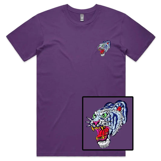 Blue Tiger Embroidered T-Shirt - Tshirtpark.com