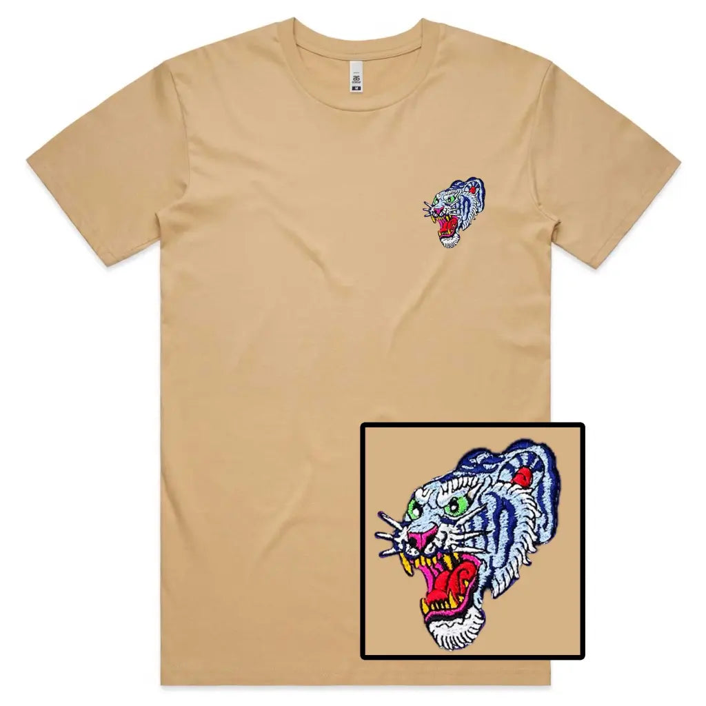 Blue Tiger Embroidered T-Shirt - Tshirtpark.com