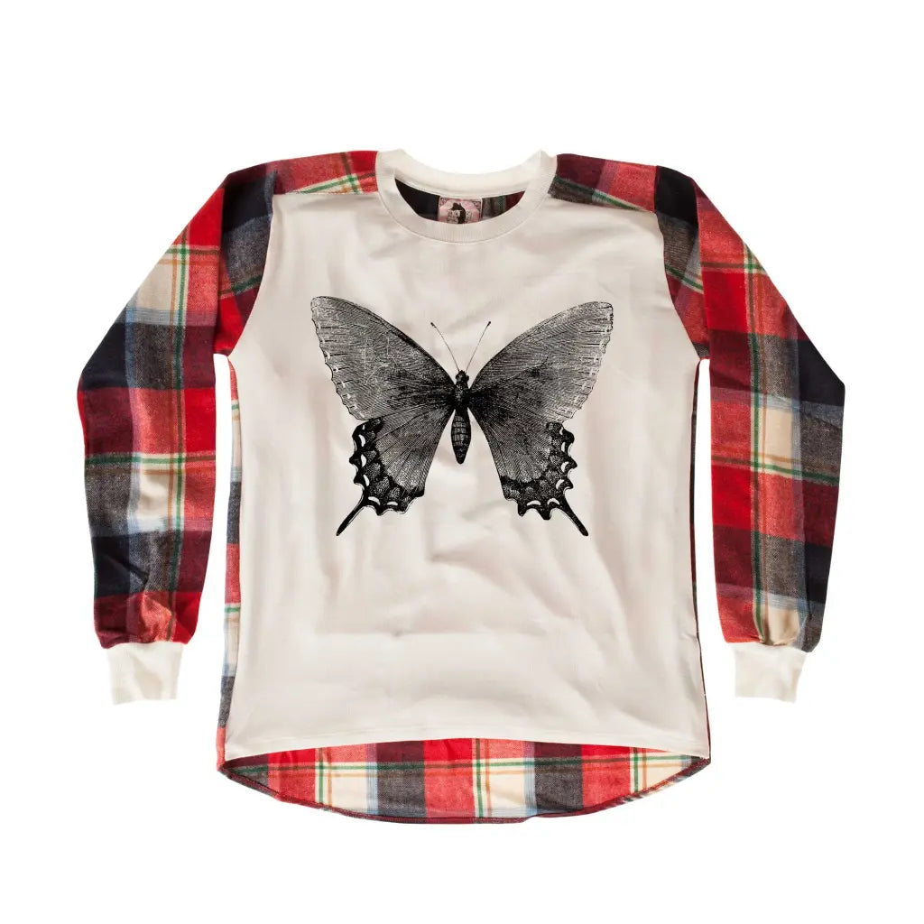 Butterfly Chequered SweatShirt - Tshirtpark.com