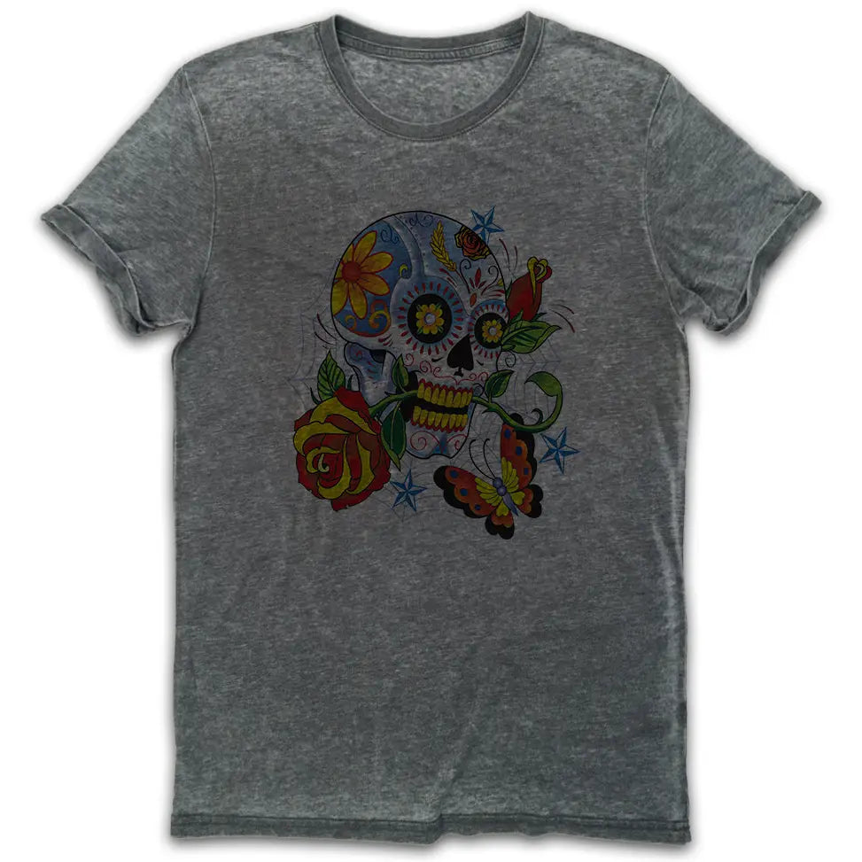 Butterfly Skull Vintage Burn-Out T-shirt - Tshirtpark.com