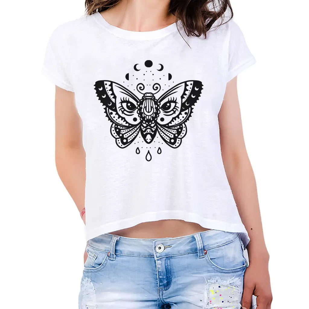 Butterfly Tattoo Womens Crop Tee - Tshirtpark.com