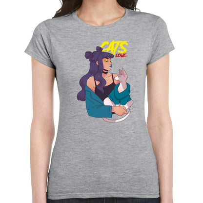 Cats Lover Purple Hair Ladies T-shirt - Tshirtpark.com