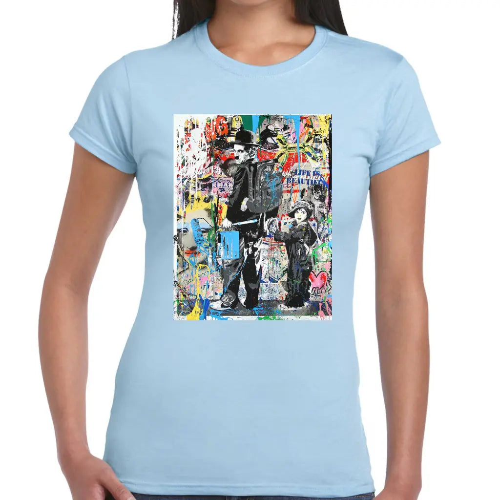 Charlie Chaplin Ladies Banksy T-Shirt - Tshirtpark.com