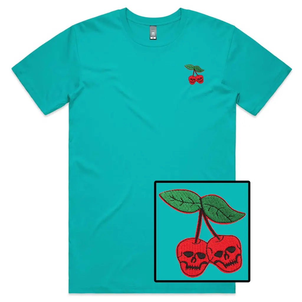 Cherry Skull Embroidered T-Shirt - Tshirtpark.com